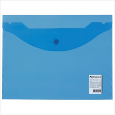 Папка-конверт с кнопкой Brauberg, А5, 180мкм, синий