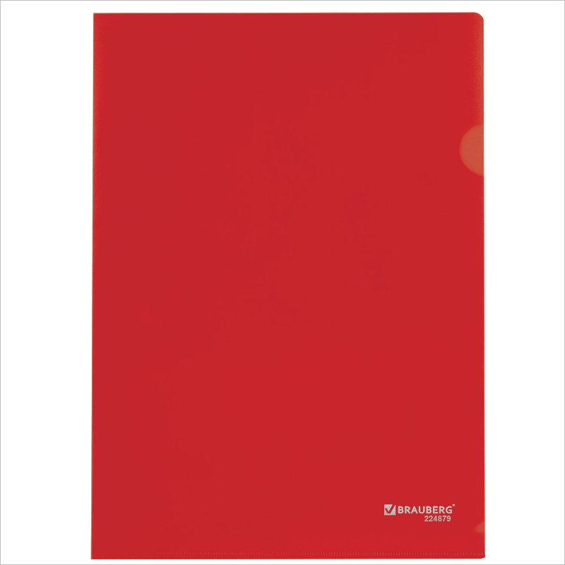 Папка-уголок А4 Brauberg 150мкм, непрозрачный красный