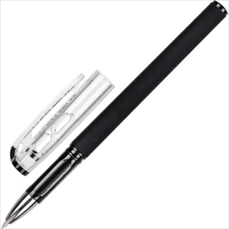 Ручка гелевая Attache 1 мм, линия 0,5мм, нубуковый корпус, черный