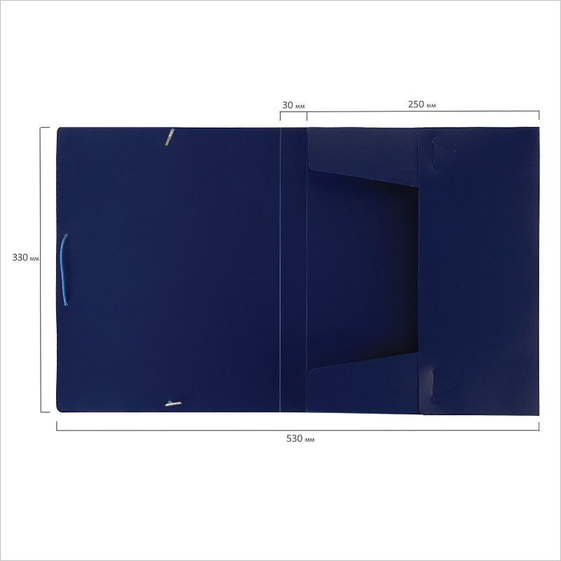 Папка-короб на резинках, Brauberg, А4, 30 мм, синий