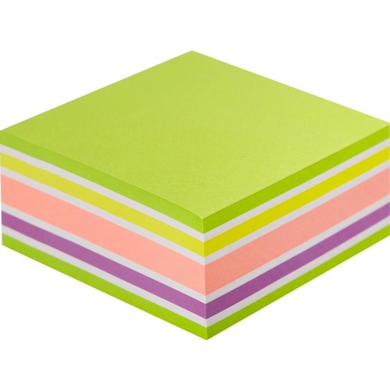 Бумага для заметок с липким слоем 76х76, 5 цветов неоновые пастельные, 400л, Attache Selection 
