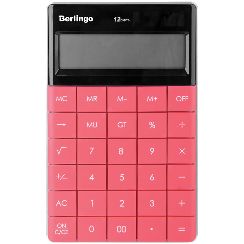 Калькулятор настольный 12 разрядов Berlingo, тёмно-розовый