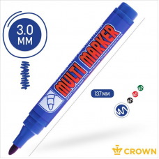 Маркер перманентный Crown СРМ-800 MULTI MARKER, 3мм, синий