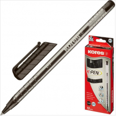Ручка шариковая Kores K1 0,5мм, трехгранный корпус, черный