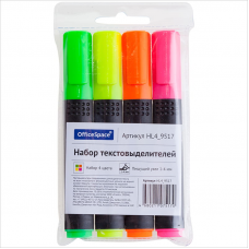 Набор маркеров-текстовыделителей OfficeSpace HL4_9517, 1-4мм, 4 цвета