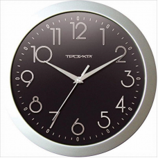 Часы Troyka 11170182, круг, циферблат черный, оправа серебристый, 29х3,5х29см