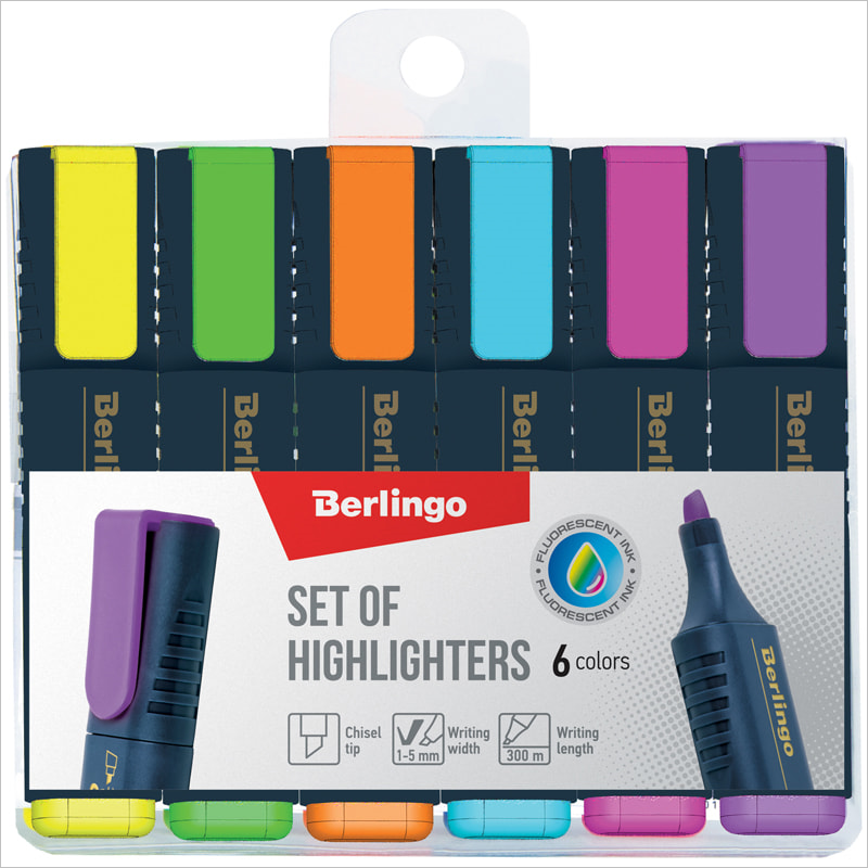 Набор маркеров-текстовыделителей Berlingo Textline HL500, 1-5мм, 6 цветов