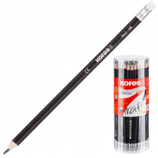Набор чернографитных карандашей Kores 92372 HB, черный корпус, с резинкой, 72 шт/уп.