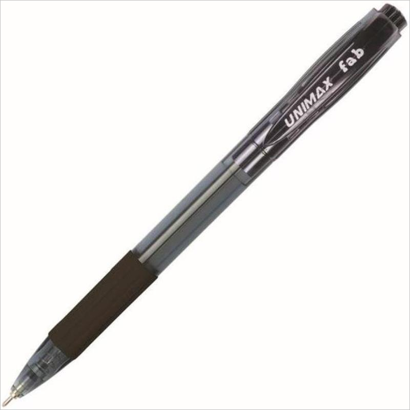 Ручка шариковая автоматическая Unimax Fab GP 0,7 мм, масляная, резиновый упор, черный