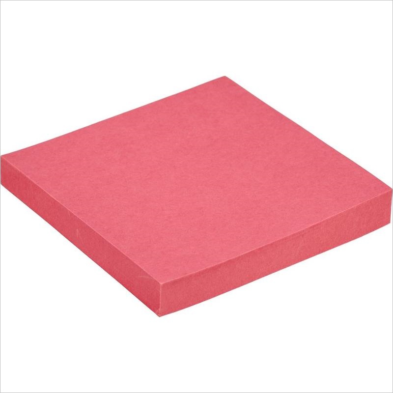 Бумага для заметок с липким слоем 75х75, неон розовый, 100л, Kores