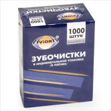 Зубочистки деревянные, в идивидуальной полипропиленовой упаковке, бамбук, Aviora 401-488, 1000шт/уп