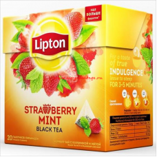 Чай Lipton Strawberry Mint, черный с клубникой и мятой, пирамидки, 20 пак.
