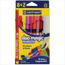 Фломастеры Centropen Duo Magic меняющие цвет, 08цв+2, 10шт, 24 цвета