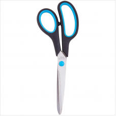 Ножницы OfficeSpace 21.5см, прорезиненные ручки, черные с синими вставками