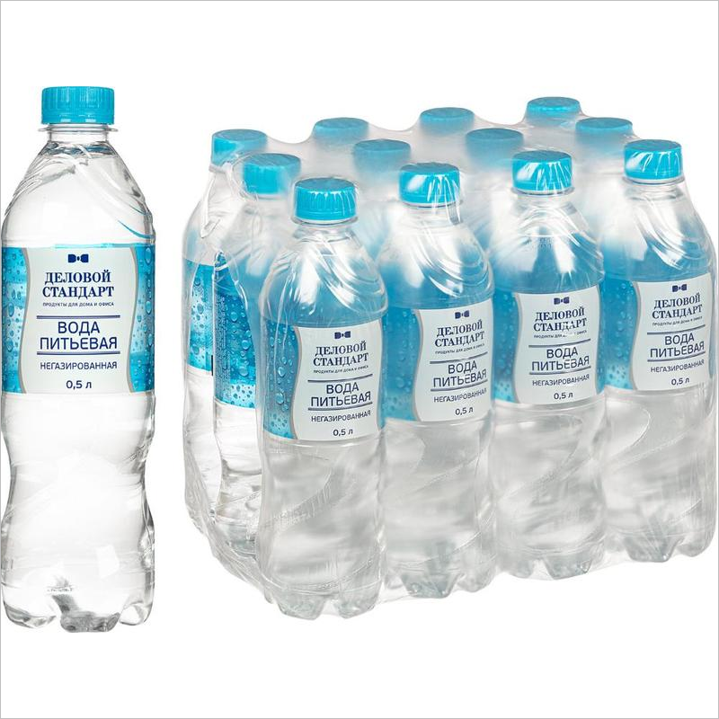 Вода питьевая Деловой стандарт негазированная, 0,5л, 12 шт/уп