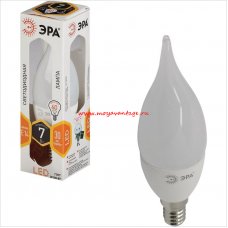 Лампа светодиодная ЭРА 7Вт (60Вт), E14, свеча на ветру, теплый белый свет