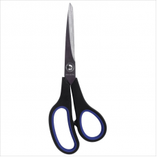 Ножницы Brauberg SOFT GRIP 21,6cм, черно-синие, резиновые ручки