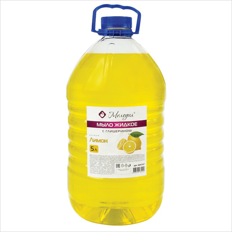Мыло жидкое 5л Мелодия Лимон, ПЭТ, с глицерином