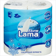 Туалетная бумага 2-слойная Lama Snow Classic, 4шт/уп, белая