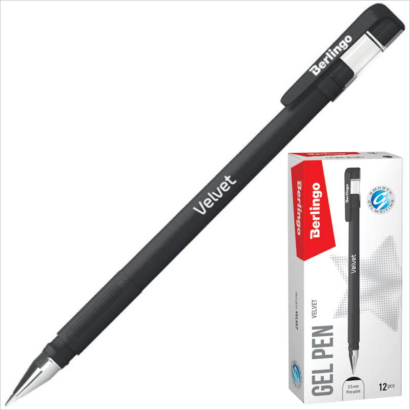 Ручка гелевая Berlingo Velvet 0,5 мм, прорезиненный корпус, черный