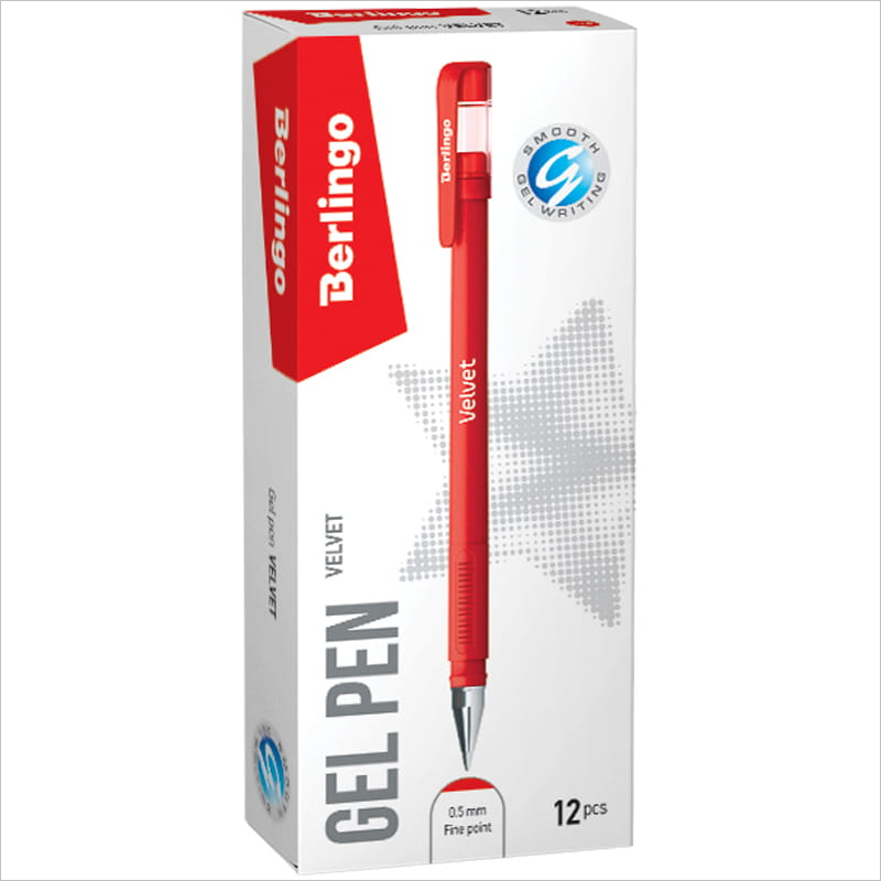 Ручка гелевая Berlingo Velvet 0,5 мм, прорезиненный корпус, красный