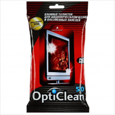 Салфетки чистящие влажные в мягкой упаковке Opti Clean №50, для ЖК и плазменных панелей, 50шт
