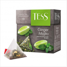 Чай Tess Ginger Mojito, зеленый, цитрус, имбирь, мята, 20 пак.