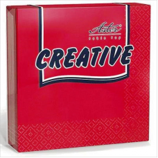 Салфетки 3-слойные Aster Creative, 24×24, 20 шт/уп, красный/бордо с тиснением