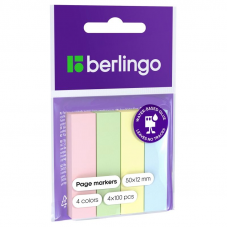 Ярлычки-закладки, Berlingo LSz_50125, бумажные, 12х50мм, 100л, 4 пастельных цвета