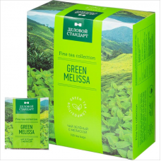 Чай Деловой стандарт Green melissa, зеленый с мелиссой, 100 пак.