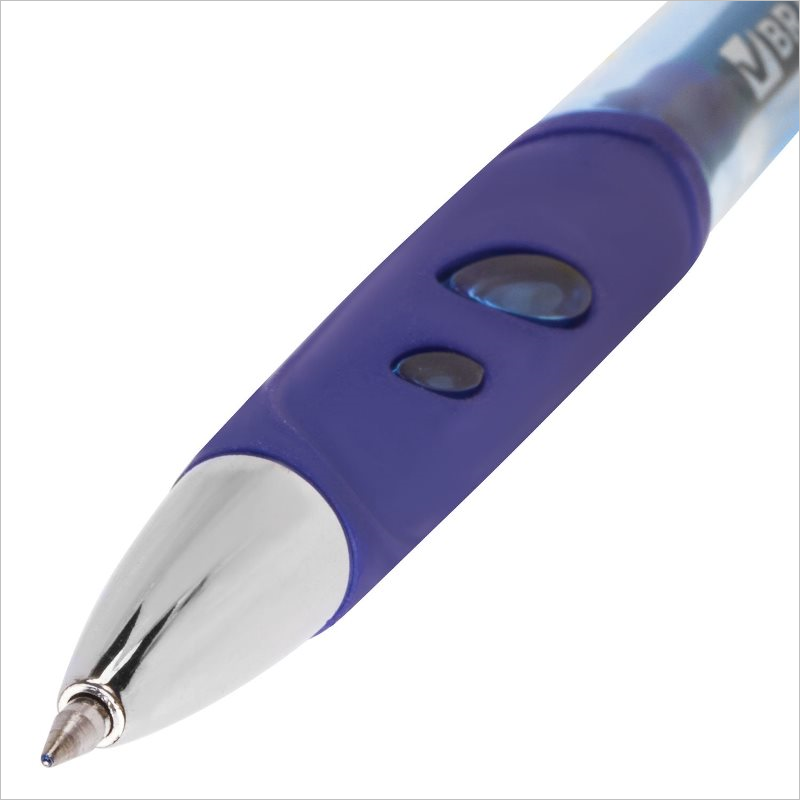 Ручка гелевая автоматическая Brauberg Officer 0.5мм, резиновый упор, синий