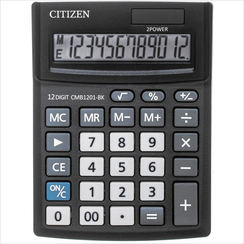Калькулятор настольный 12 разрядов Citizen Business Line CMB1201-BK, компактный, черный