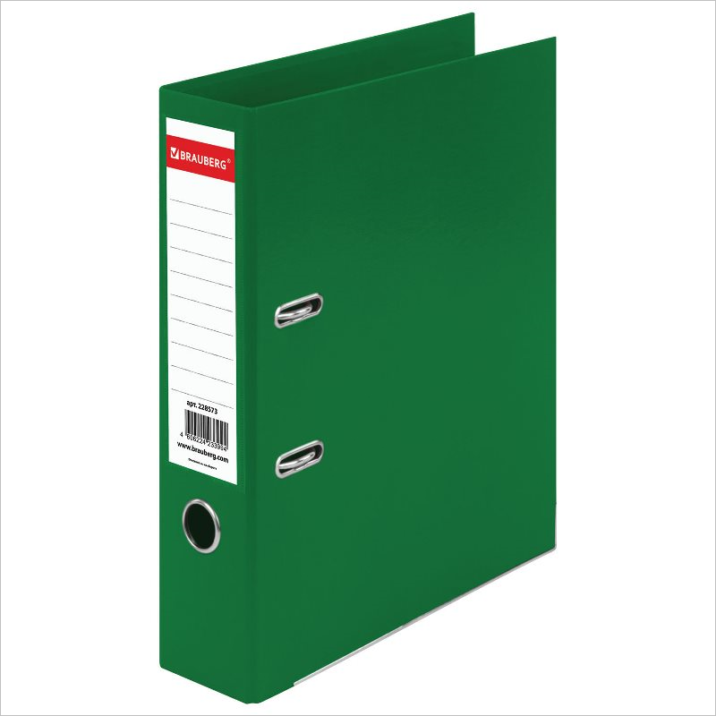 Регистратор PVC Brauberg Extra, двухсторонний, 7,5см, металлическая окантовка, зеленый