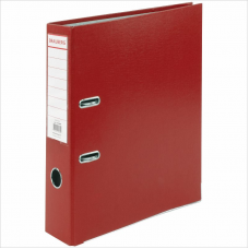 Регистратор PVC Brauberg, 7,5см, металлическая окантовка, красный