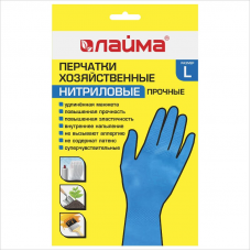 Перчатки нитриловые (многоразовые) Лайма L, гипоаллергенные прочные, с х/б напылением 