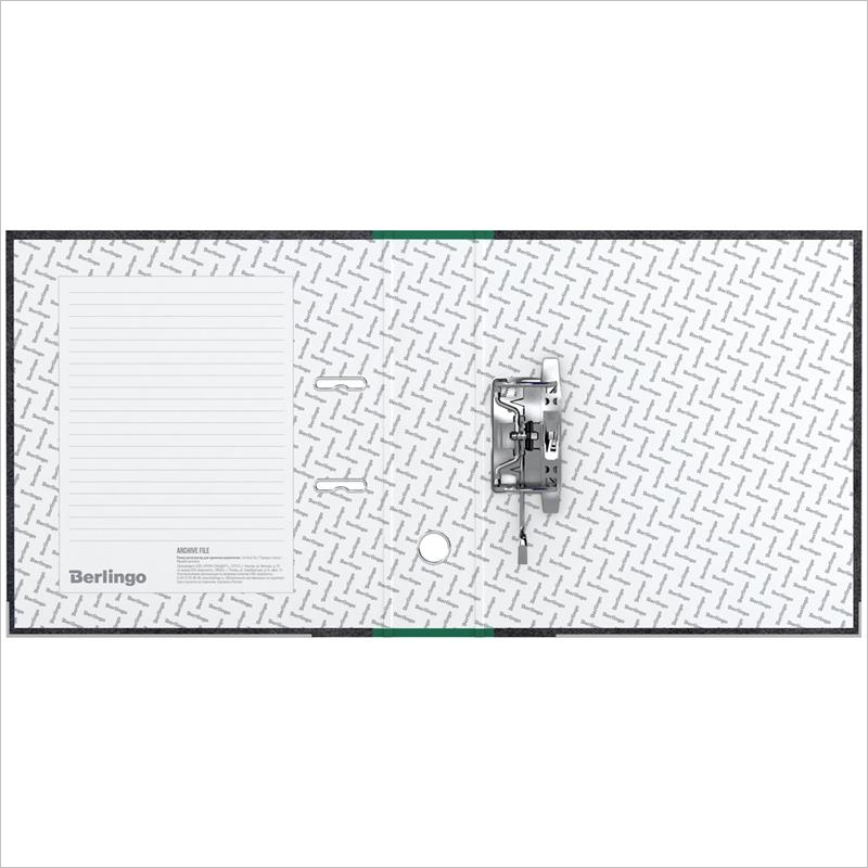 Регистратор картон Berlingo, 7см, зеленый корешок, металлическая окановка, мрамор
