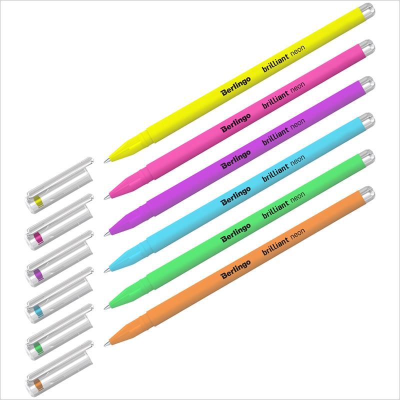 Набор гелевых ручек Berlingo Brilliant Neon 0,8 мм, 6 цветов