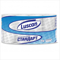 Туалетная бумага 2-слойная Luscan Standart, 8шт/уп, тиснение, белая