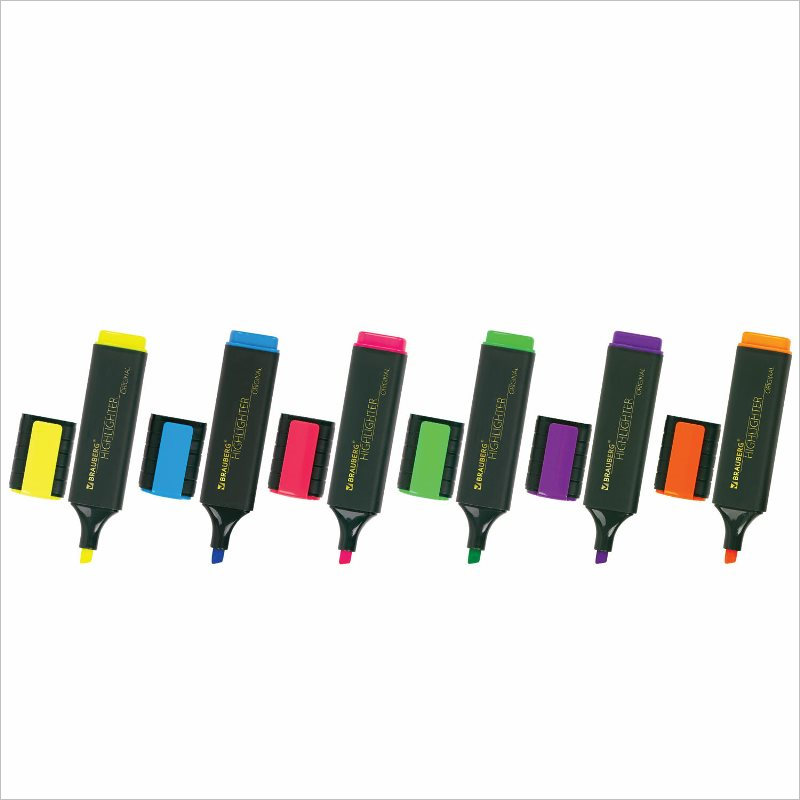Набор маркеров-текстовыделителей Brauberg Original, 1-5мм, 6 цветов