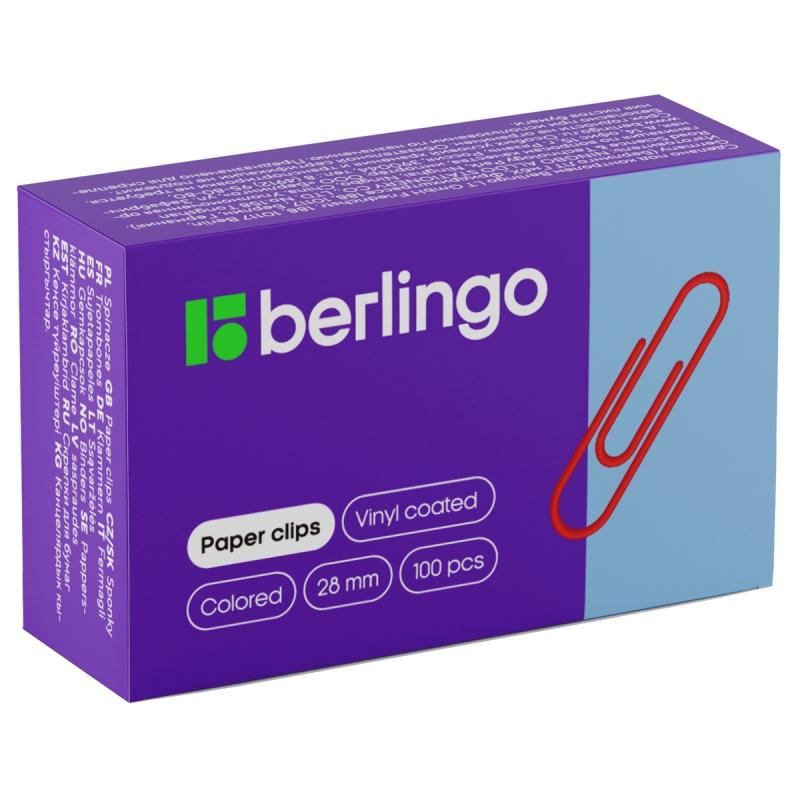 Скрепки Berlingo BK2514 28 мм, 100 шт/уп, цветные