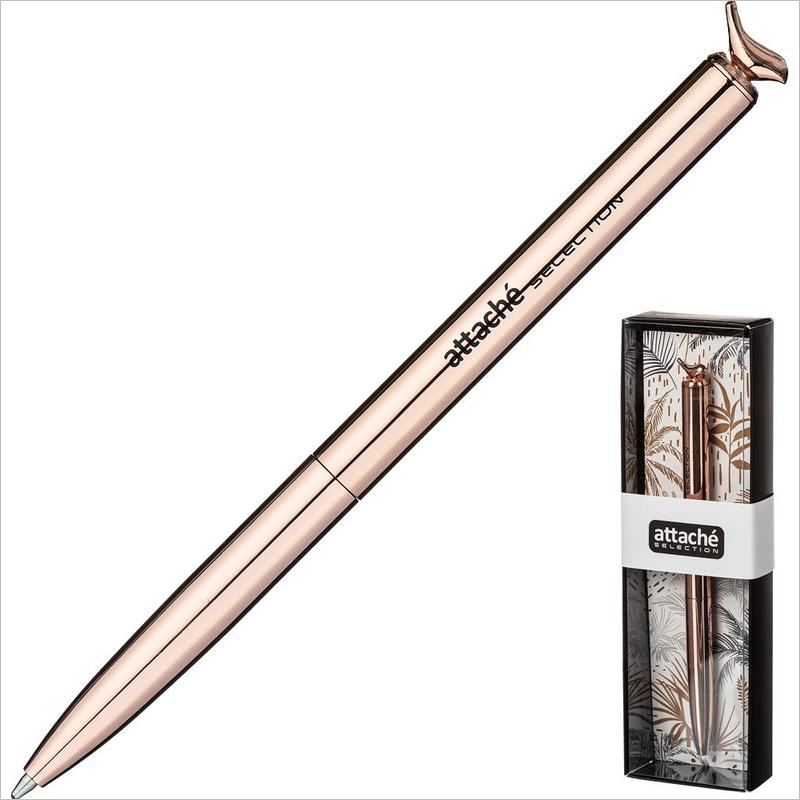 Ручка шариковая Attache Selection Spring 0,5мм, корпус розовое золото, синий