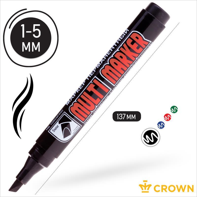 Маркер перманентный Crown Multi Marker Chisel  CPM-800CH, скошенный наконечник, 5мм, черный