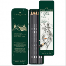 Набор чернографитных акварельных карандашей Faber-Castell Graphite Aquarelle, HB-8B, пенал, 5 шт/уп.