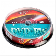 Диск DVD+RW 4,7Gb, 4x, 10шт, Cake Box, VS VSDVDPRWCB1001