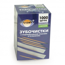 Зубочистки деревянные, с ментолом, в идивид-ой бумажной упаковке, бумабук, Aviora 401-609, 1000шт/уп