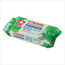 Салфетки влажные антибактериальные Laima Antibacterial, 50 шт/уп, с экстрактом мяты