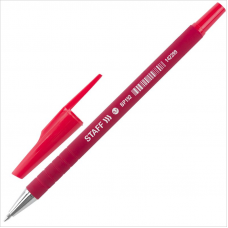 Ручка шариковая Staff Everyday 0.7мм, прорезиненный корпус, красный