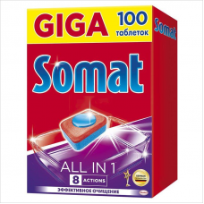 Somat All in 1 средство для посудомоечных машин, 100 таблеток, ассорти