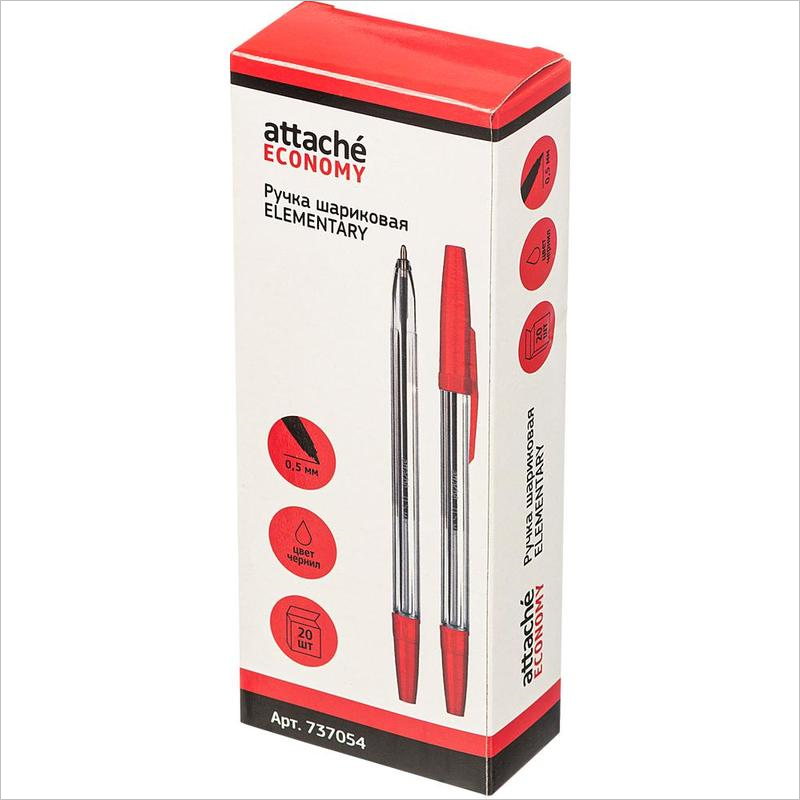 Ручка шариковая Attache Economy Elementary 0,7мм, линия 0,5м, красный
