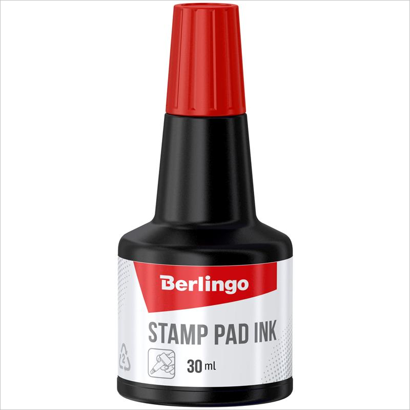 Штемпельная краска Berlingo KKp_30003, 30 мл, на водной основе, красная